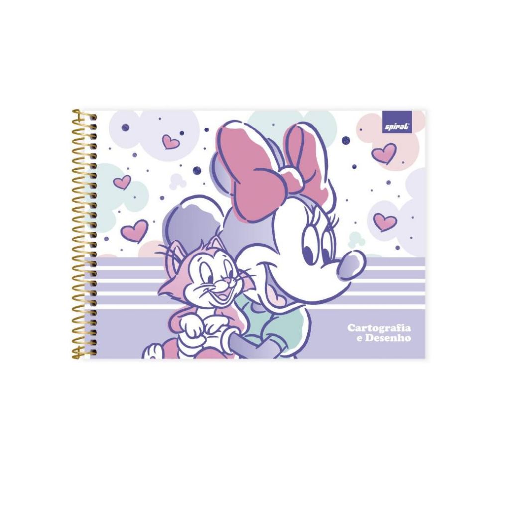 Caderno de cartografia e desenho, Capa dura, 48 folhas, Minnie Disney Style, 2026 Spiral Mis - PT 1 UN