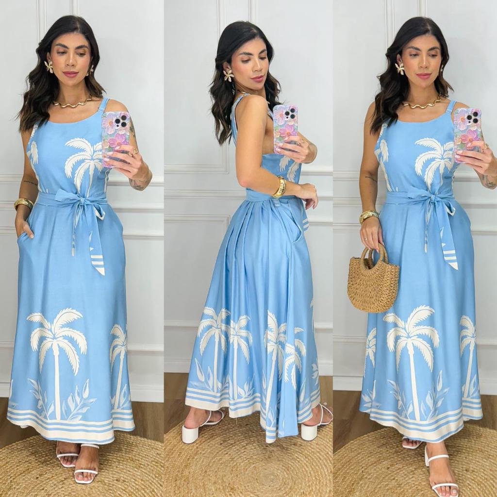vestido longo femenino viscose sarjada manga regata elastex nas costas chique para evangelico,con laco