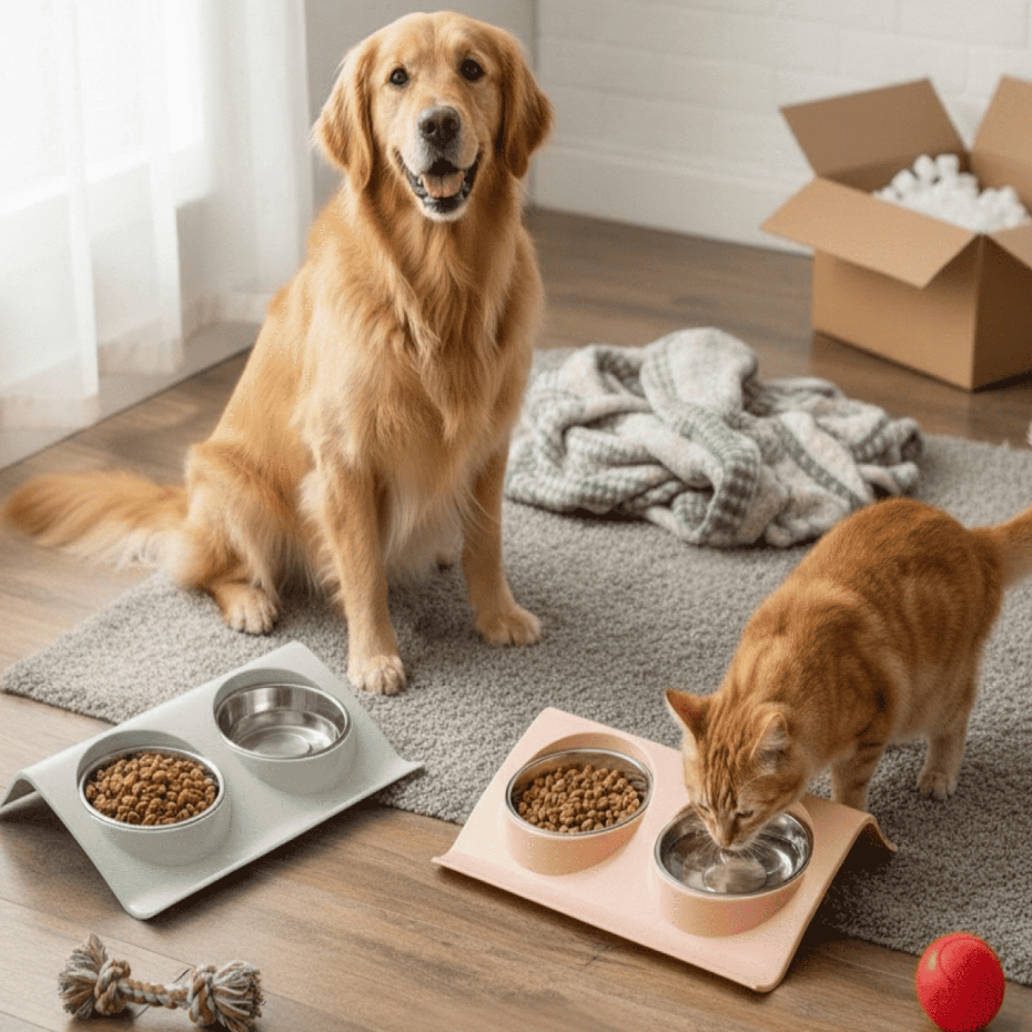 Comedouro e Bebedouro Duplo Pet Inox Inclinado Para Cachorro e Gatos – Postura Correta Premium em Oferta na Shopee