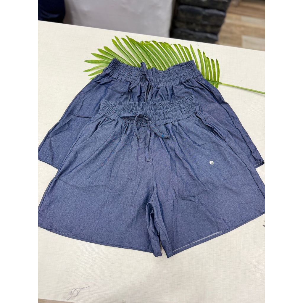 Shorts plus size com estampa jeans imitação para mulheres, confortável, não elástico, design casual, cintura elástica, c em Oferta na Shopee