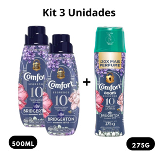 Kit 2 Amaciante Comfort Segredos Bridgerton 500ml + 1 Comfort Boom Cristais Bridgerton 275g em Oferta na Shopee