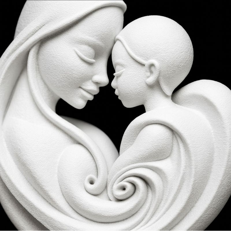 Escultura Decorativa Mãe e Filho Amor Materno em Arte Moderna