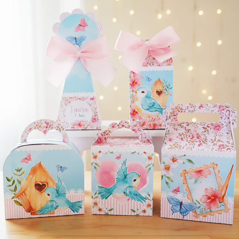 Kit Festa Jardim Encantado Aquarela | Caixinhas Personalizadas Aniversário Lembrancinhas Mimos