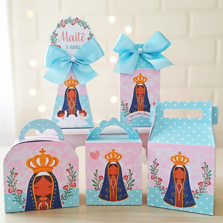 Kit Festa Nossa Senhora Aparecida | Caixinhas Personalizadas Aniversário Lembrancinhas Mimos