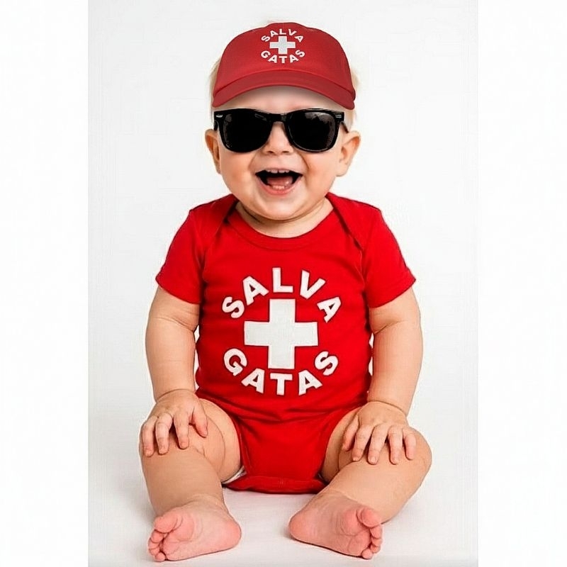 Kit Body Temático Salva Gatas,acompanha boina e óculos,menino mesversário bebê em Oferta na Shopee