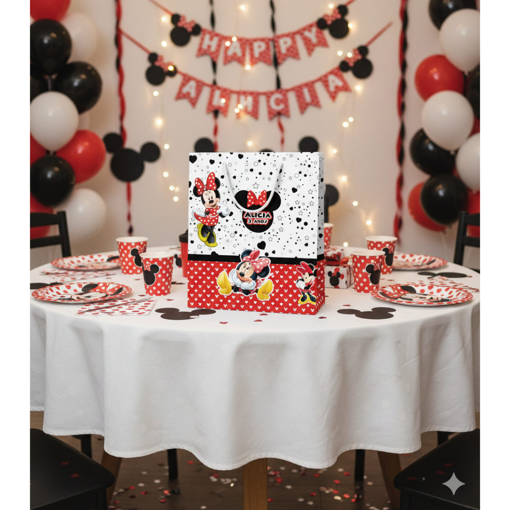 Sacolinha (P) Minnie Vermelha | Sacola Minnie Vermelha Personalizada | Lembrancinha de Aniversário| PEGUE E MONTE