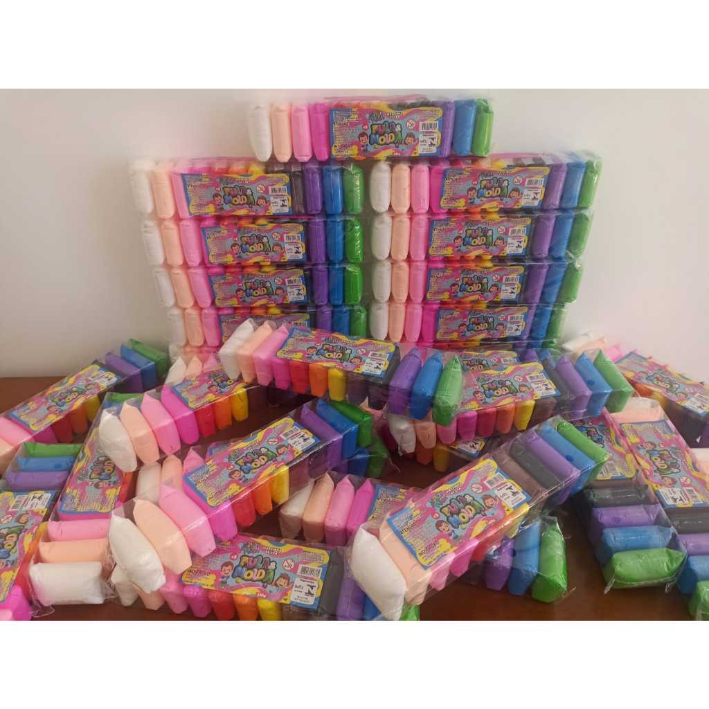 Kit 48 massinhas EVA Pula-Pula (peso total 400gr) (12 cores) + 08 ferramentas de modelar em Oferta na Shopee