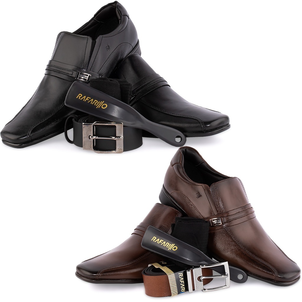 Kit Sapato Rafarillo 4x1 Social Couro Original Macio 34064 em Oferta na Shopee