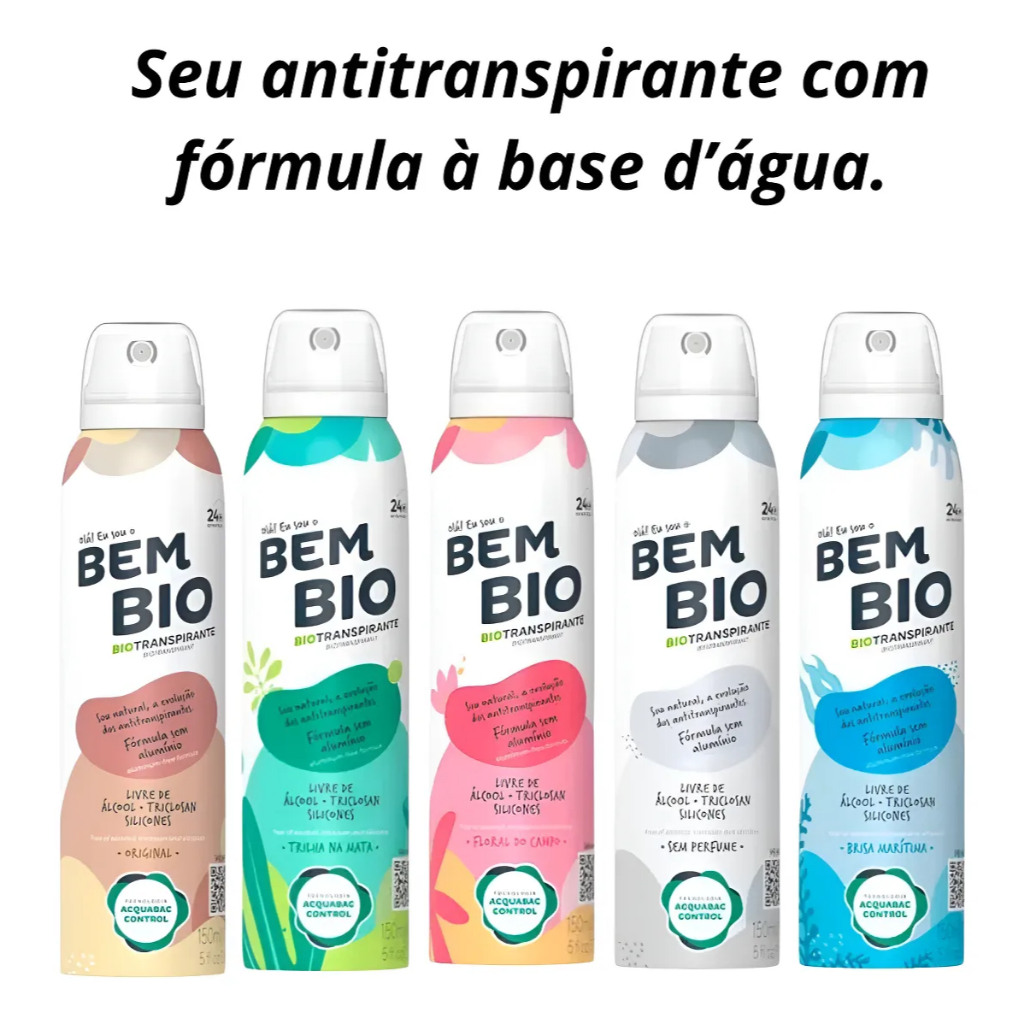 Kit 3 Desodorante a Base D'água sem Alumínio BemBio 150ml Livre de Metais Sem Álcool Antialérgico em Oferta na Shopee