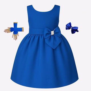 Vestido Meninas Infantil  Festa  Casual  Liso Varias Cores Com Luva e Tiara em Oferta na Shopee