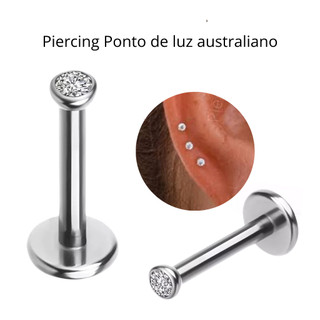 Piercing Aço cirúrgico Ponto De Luz 2mm Zircônia Conchlabret Helix Australiano