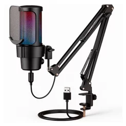 Braço Suporte Pedestal De Mesa Articulado Ajustável Para Microfones Ideal P/ Estúdio Streaming Games
