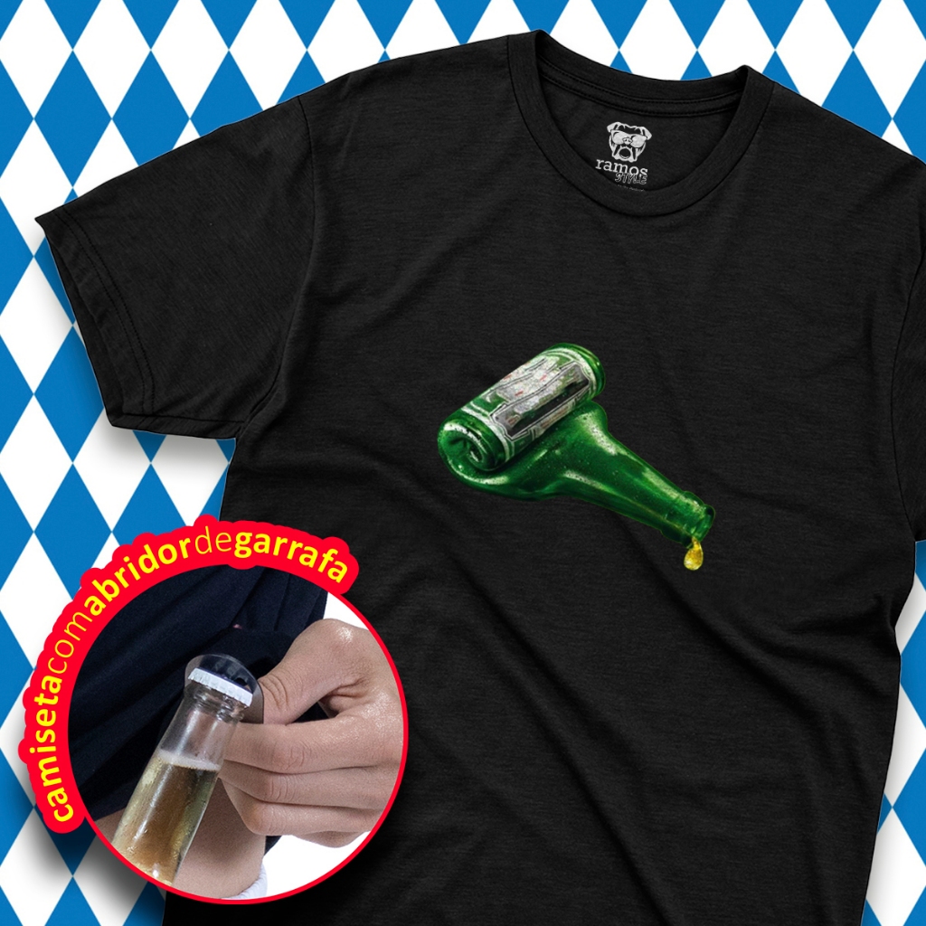 Camiseta Com Abridor – Garrafa Espremida, Samba & Pagode, Churrasco Estampa Divertida Masculina