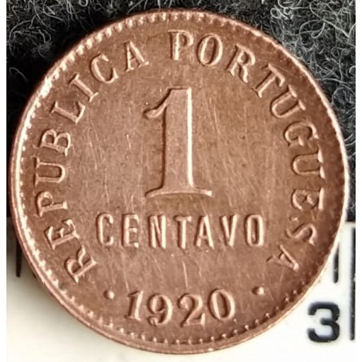 JR-1453 Moeda Portugal 1 Centavo 1920 (Bronze)  Período República Portuguesa 1910-1969