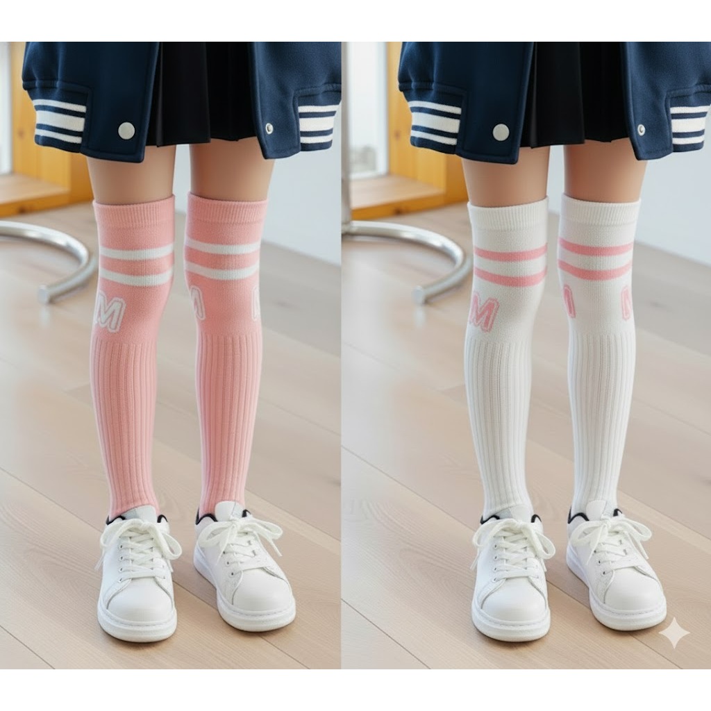 Kit3/6/12 pares de meias casuais multicoloridas até o joelho, estilo estudante em Oferta na Shopee