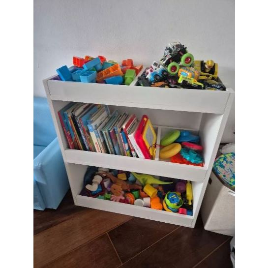 Baú Para Brinquedos Infantil Com Divisórias Organizador De Quarto 100% MDF Branco