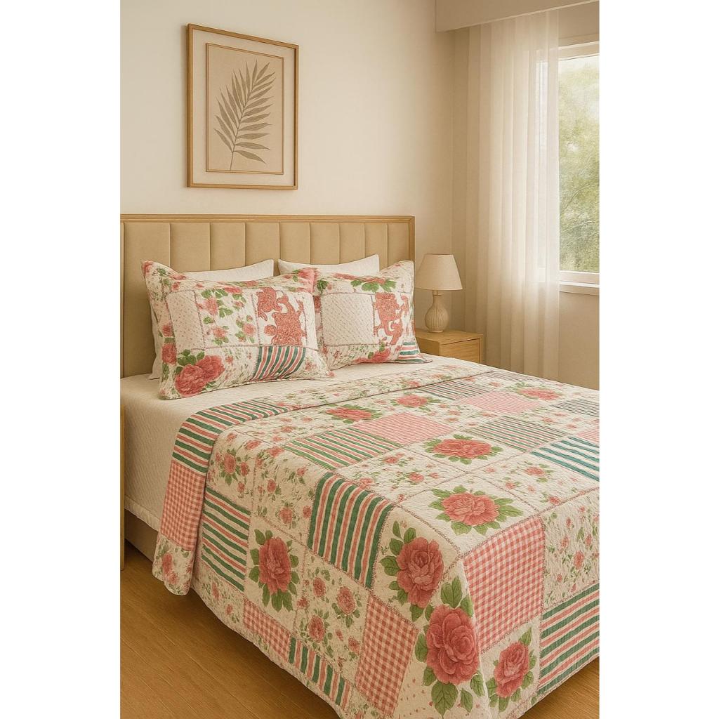 Kit Colcha Cobre Leito Bouti Dupla Face 3 peças, Casal Tradicional Box / Queen.