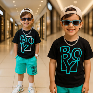 Conjuntos Infantil Para Meninos Bermuda E Camisa Estilo Blogueirinho do 4 ao 14 em Oferta na Shopee