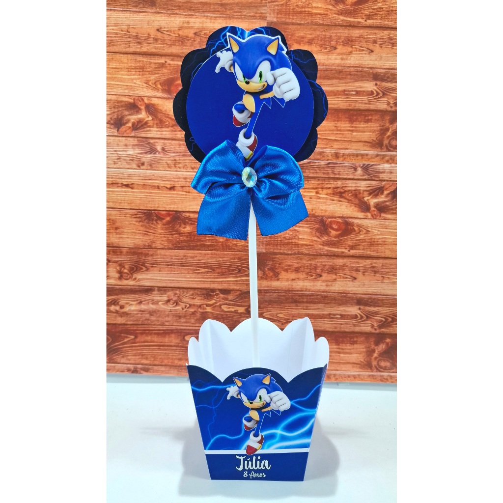Cachepo centro de mesa sonic Papelaria Personalizada Lembrancinhas festa infantil aniversario