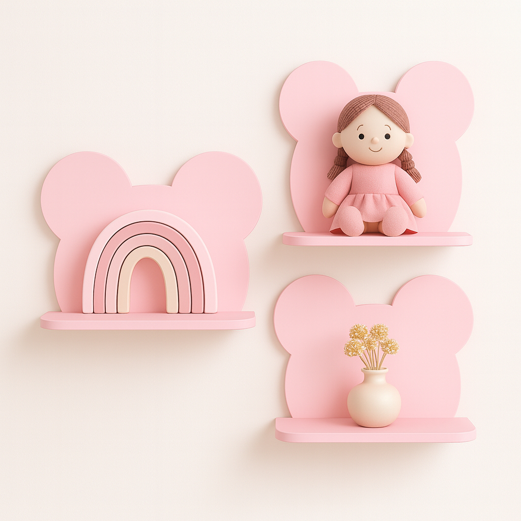 Trio de prateleiras Ursinho em MDF Nichos de ursos Kit com 3 unidades em Oferta na Shopee