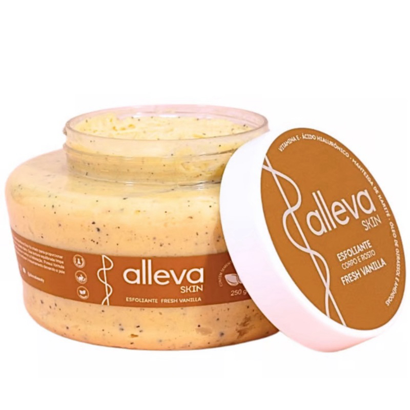 ESFOLIANTE BEAUTY SKIN CORPO E ROSTO COM SEMENTE DE VANILA 250G ALLEVA