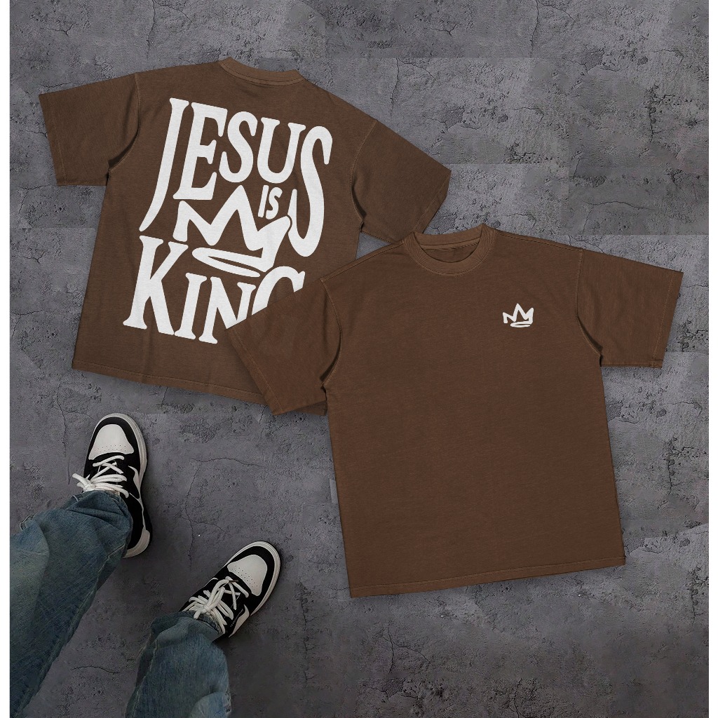 Camiseta Oversized Cristã Evangelica Gospel Estampa Jesus Is King Exclusiva