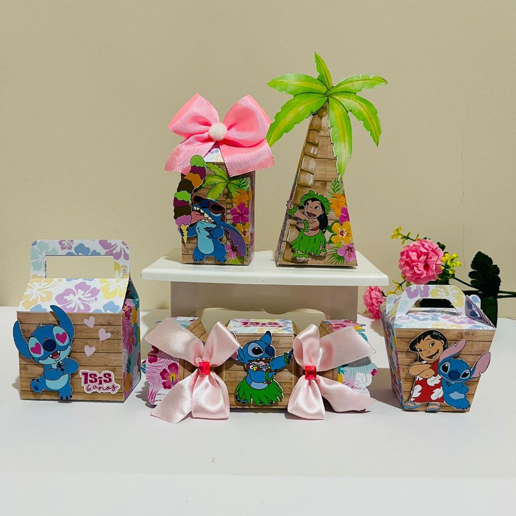 Kit Festa - Lembrancinhas Personalizadas Stitch - Caixinha Personalizada - Papelaria Personalizada