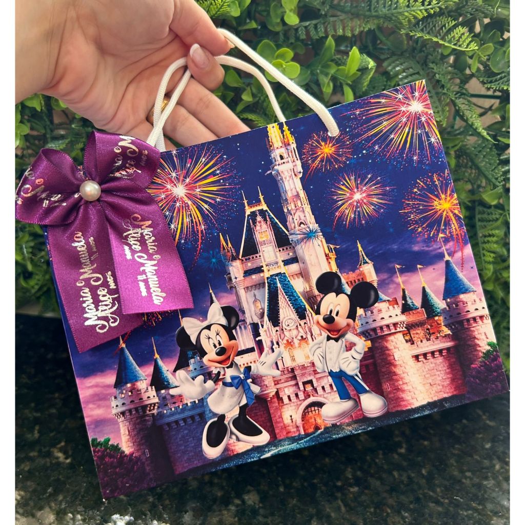 Sacolinha Surpresa Personalizada Disney 50 anos com Laço | Lembrancinhas | Festa Aniversário | Lancheirinha