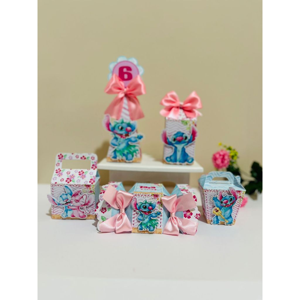 Kit Festa - Lembrancinhas Personalizadas Stitch - Caixinha Personalizada - Papelaria Personalizada