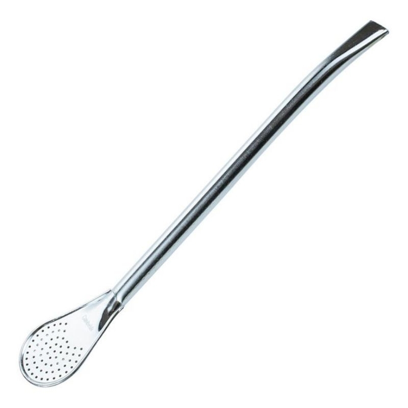 Bomba para tereré/chimarrão polido em metal 19 cm