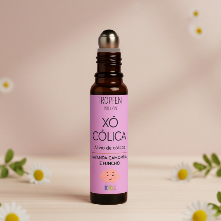 Óleos Essenciais Xô Cólica Infantil | Blend Natural Roll On 10 mL para Alívio Suave do Bebê Tropfen
