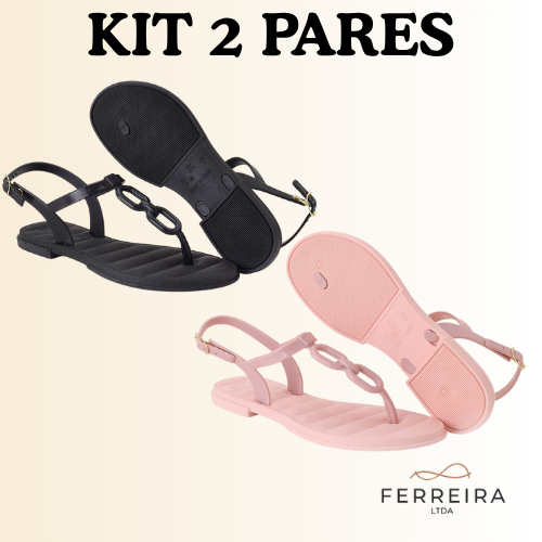 Sandalia Feminina Rasteirinha Corrente Kit 2 Pares Leve e Confortavel Super KIT2.SAND.CORRENTE em Oferta na Shopee