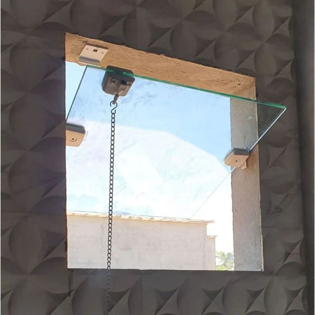Janela Básculante, Báscula 50x50 8mm Incolor, Verde, Fumê + Kit de Instalação Fácil. Envio Rápido