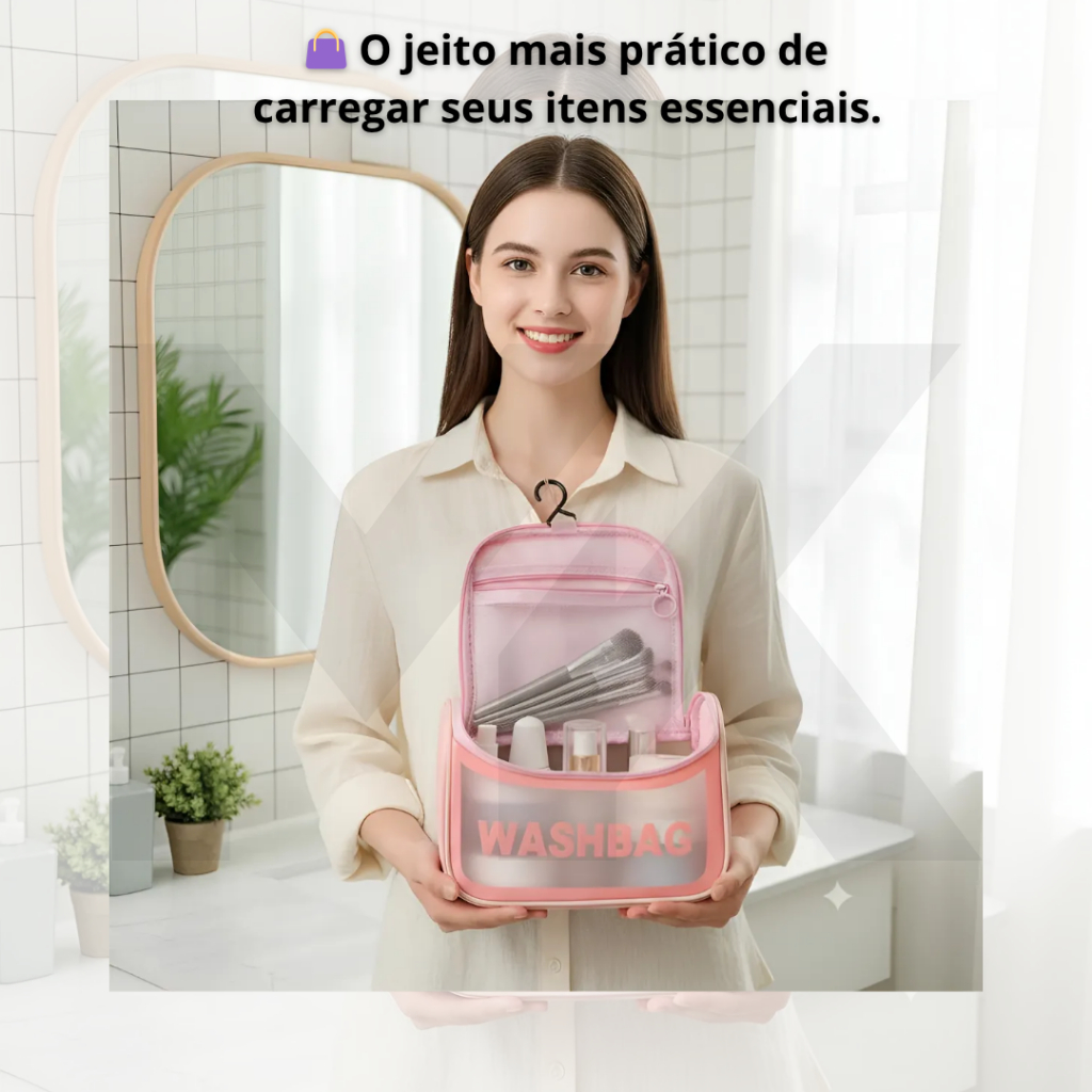 Necessaire Organizador Bolsa Mão Compacta Alça Ajustável Portátil Sortida Viagem Dia a dia Maquiagem