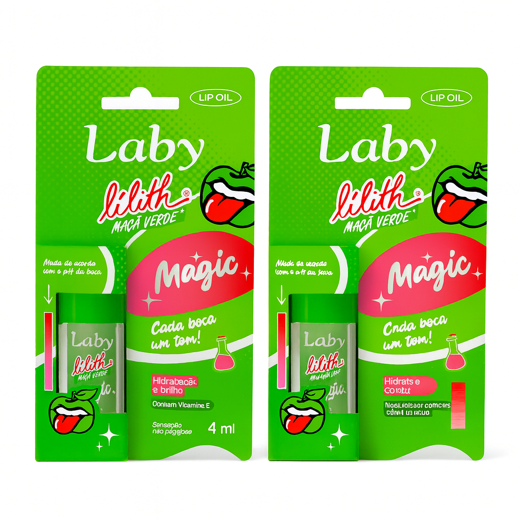 Kit c/ 2 Lip Oil Magic Maçã Verde Laby Bala Lilith Laby pH 4ml Reage PH da Boca - ENVIO RÁPIDO 24H em Oferta na Shopee