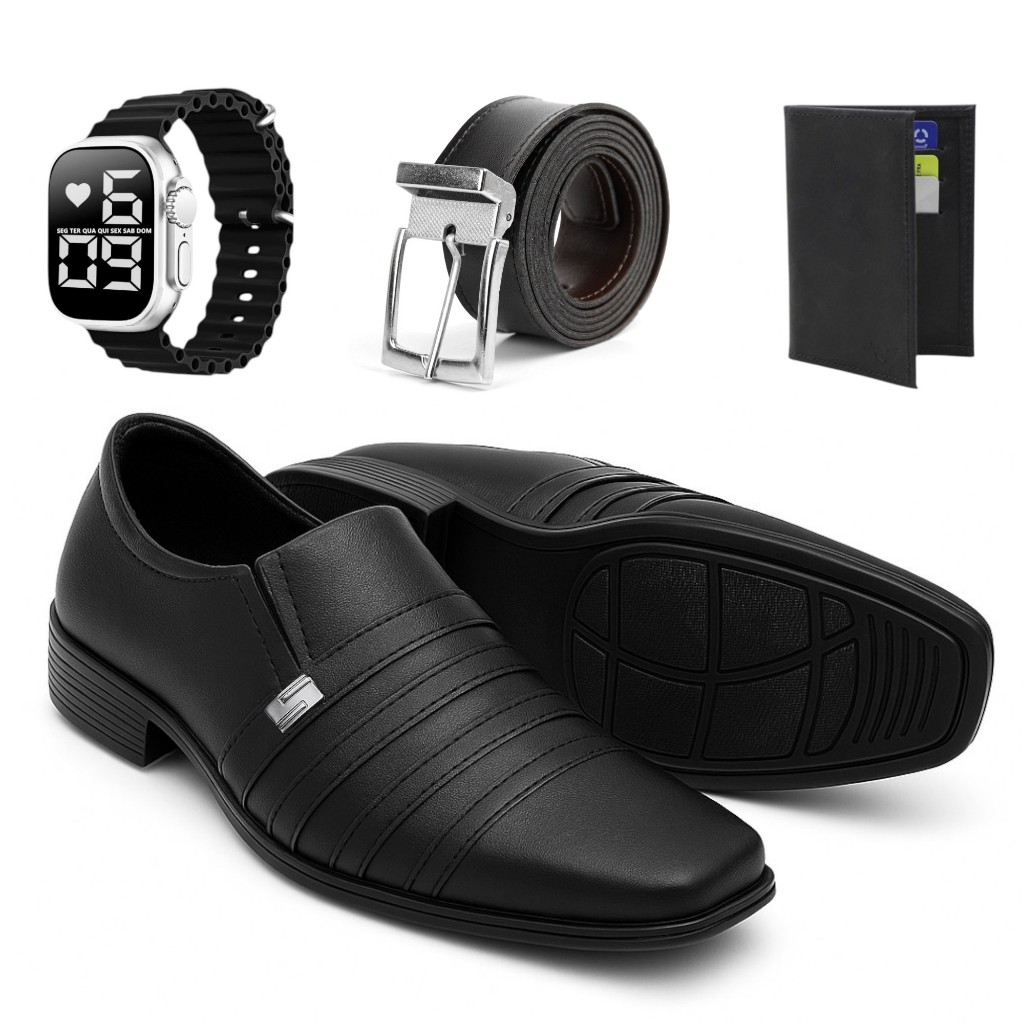 kit Sapato Masculino oxford social italiano esporte  fino + acessórios de brinde