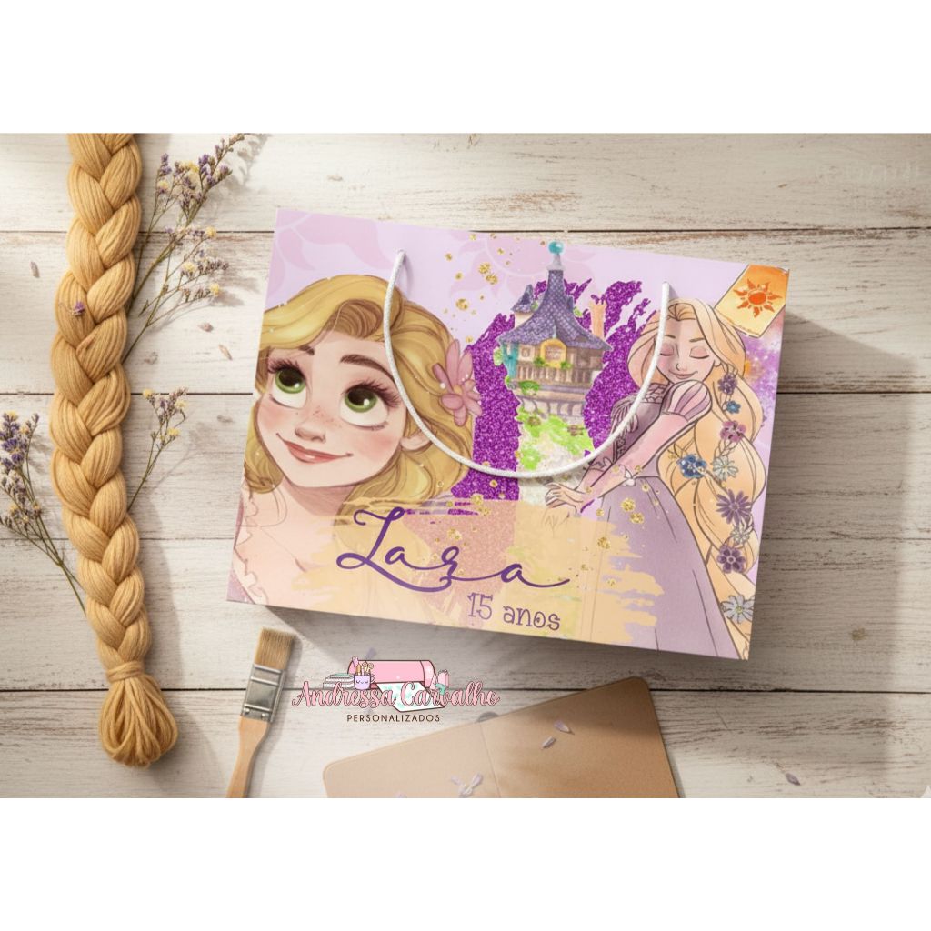 SACOLINHA Rapunzel Personalizado | Sacolinha | Lembrancinha | Mimos | Aniversário RAPUNZEL| 5 UNIDADES