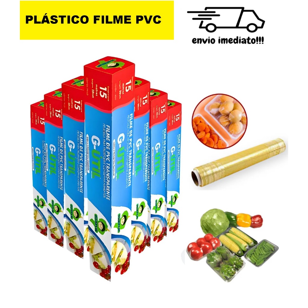 Rolo Plástico Papel Filme Pvc 28cm x 15 Metros - Cozinha, Alimento, Prático, Econômico