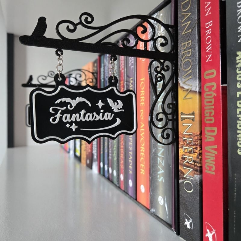 Divisor de gêneros para livros | placa de identificação de gênero | decoração para prateleira e estante em Oferta na Shopee