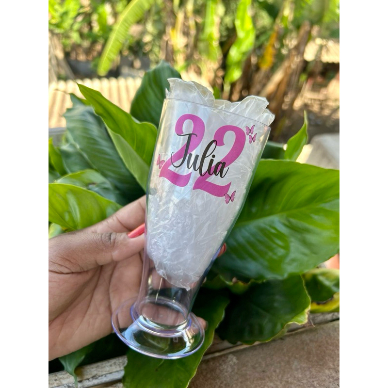 Kit 15 Copos Tulipa Acrilico 300ml Personalizadas
