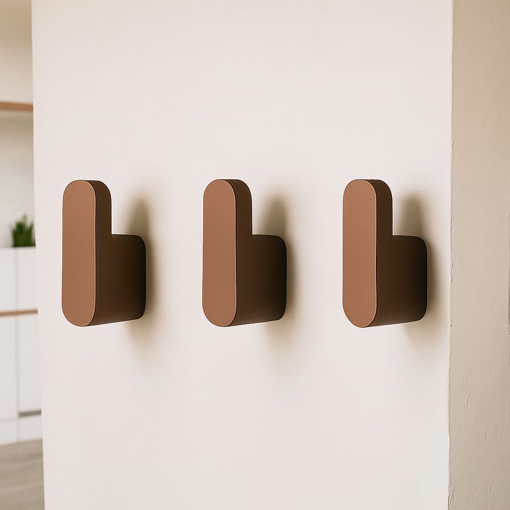 Kit 3 Ganchos de Parede Berna com Fita Dupla Face 3M para Cozinha Quarto e Banheiro Bronze