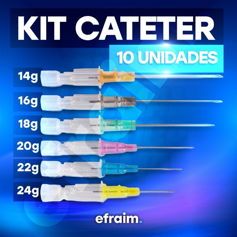 Cateter Jelco Intravenoso Estéril – Kit com 10 Unidades | Diversos Tamanhos em Oferta na Shopee