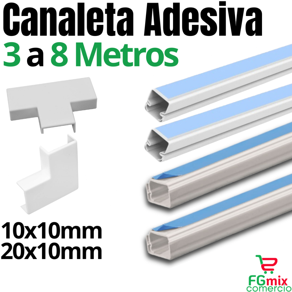 Canaleta para Fios Cabos 3 Metros Canaleta Adesiva Organizador Esconde Fio Cabo Cotovelo Emenda
