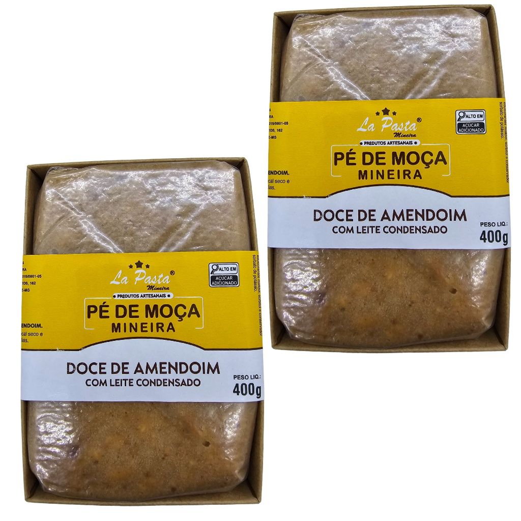Pé de Moça Mineira - Doce de Amendoim com Leite Condensado Tablete 400g La Pasta Kit 2 unidades