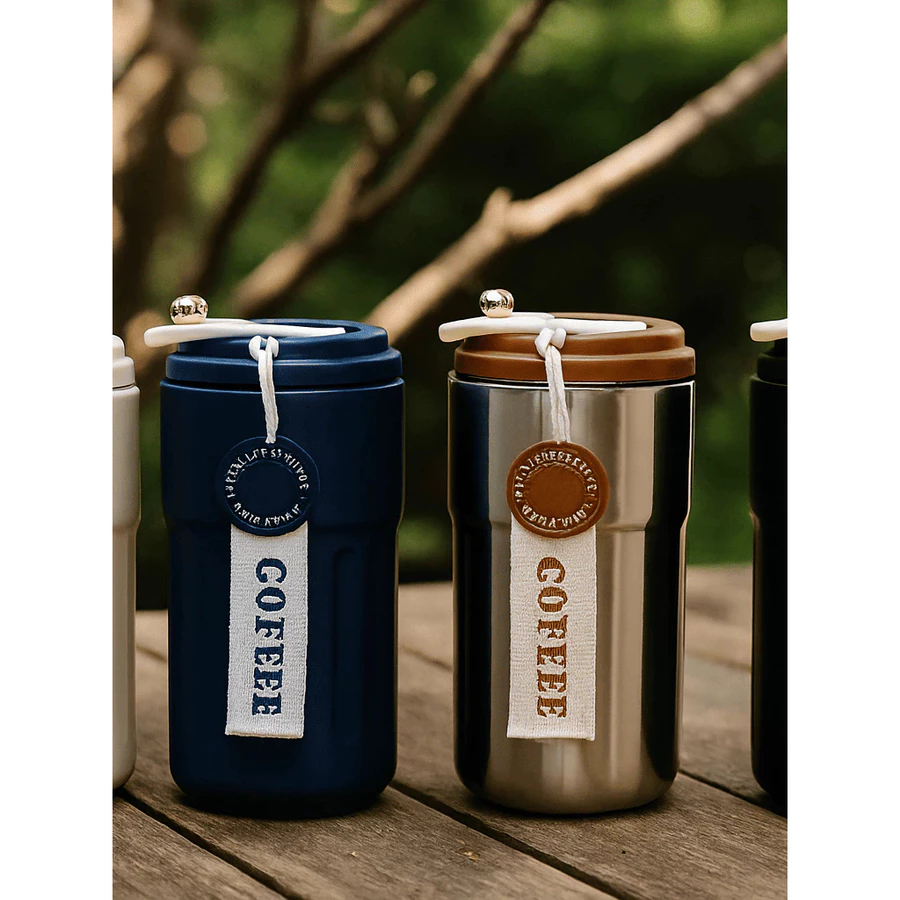 Copo Térmico Cafe Inox Portátil com tampa ,420ml Com LED Temperatura Antivazament em Oferta na Shopee