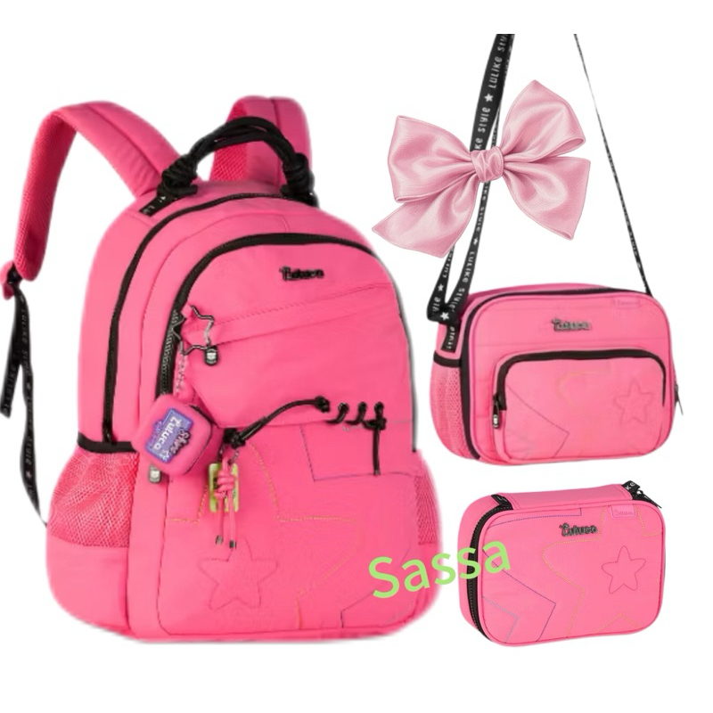 kit mochila original da Rebeca bombom e luluca ,lancheira térmica , estojo box