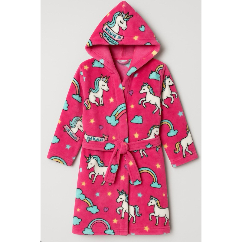 Oferta Relâmpago Roupão Microfibra Infantil Estampados e Poá Bolinhas com Capuz e Manga Longa