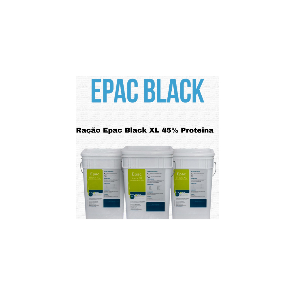 Ração Epac Black XL Inve 45% Proteína 300–600 Micras Peixes Ornamentais Guppy Betta