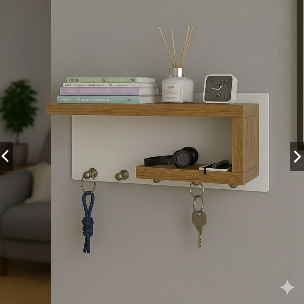 Porta Chaves em MDF – Várias Cores | Organizador de Parede com 5 Ganchos | Decoração Moderna para Casa em Oferta na Shopee