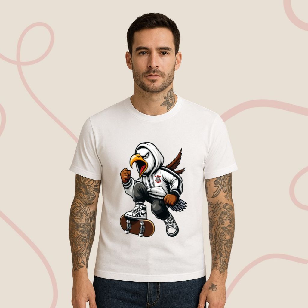 Camiseta Corinthians Gavião Timão Alvinegro 100% Algodão Premium Unissex